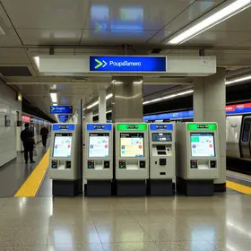 estacoes de metro com totens de autoatendimento